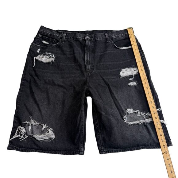 Levi’s 569 Distressed Black Denim Jean Shorts Big & Tall Men’s Sz 44 - Picture 9 of 13